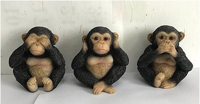Resin Set of 3 Monkeys "Speak, See, Hear No Evil"